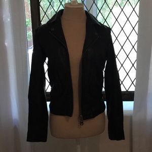 Fitted black leather jacket